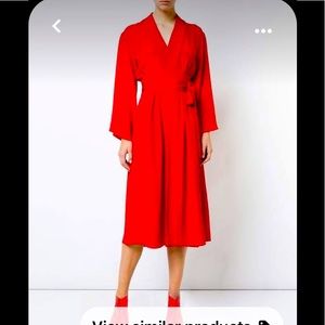 Adam Lippes NYC cherry red silk crepe kimono Cocktail dress